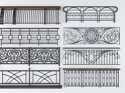 Wrought Iron Fence With Various Intricate Patterns And Decorative Styles For Outdoor Use 3d model