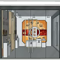 Modern Retail Store Interior With Glass Doors Display Shelves And Brand Signs