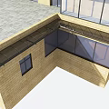 Awning With Metal Frame Installed Over Window On Brick Wall Exterior 3d model