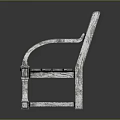Rustic Wooden Outdoor Bench With Armrests And Natural Wood Grain For Garden Patio