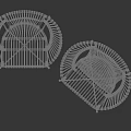 Natural Wicker Leisure Chairs With Black Metal Legs And Geometric Pattern Cushion