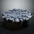 Circular Abstract Sculpture With Radial Fragmented Silver Gray Stone Design 3d model