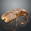 Golden Aquatic Crab With Shiny Surface And Detailed Texture On Dark Background