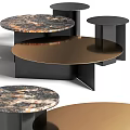 Modern Coffee Table With Round Marble Top And Black Metal Base Design 3d model