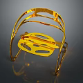 Golden Modern Single Chair Featuring Metallic Frame And Hollow Out Design Details
