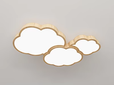 Cloud Shaped Ceiling Lights With Wooden Frame And White Lampshade For Home Decor 3d model