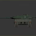 Detailed Green Military Tank 3D Model With Cannon Tracks And Antennas