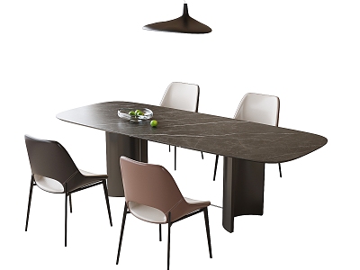 Modern Dining Table and Chair Combination Dining Chair Single Chair 3d model