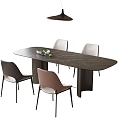 Modern Dining Table and Chair Combination Dining Chair Single Chair 3d model