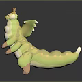 Cute Green and White Caterpillar Toy with Antennae and Wings