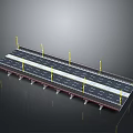 3D Toy Bridge Model With Road Street Lights And Piers Design