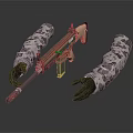 Camouflage Covered Tactical Rifle Featuring Black Gloves Extended Barrel And Magazine