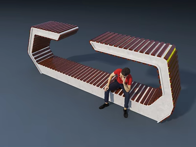 Modern Outdoor Chair With Unique Wooden Slat Design And White Frame For Seating 3d model