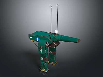 Green Robotic Creature With Legged Structure Antennas And Sensor Parts 3d model