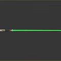 Green Lightsaber With White And Silver Hilt On Black Reflective Surface