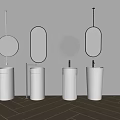 Column Wash Table Ceramic Column Wash Table Column Basin Wash Basin Faucet Mirror 3d model