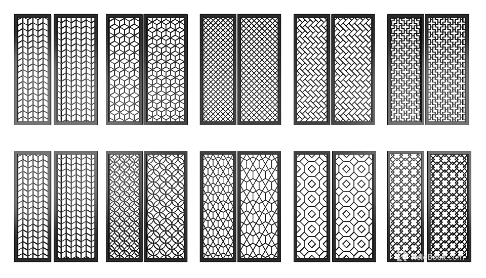 Decorative Room Dividers Featuring Various Intricate Laser Cut Patterns For Home 3d model