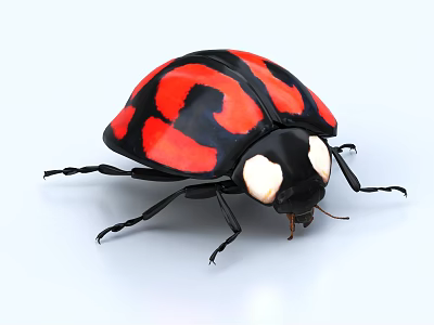 Red And Black Ladybug With White Eyes Detailed Close Up View 3d model
