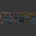 Futuristic Sci-Fi Gate With Mechanical Design Wooden Metallic Structure And Blue Glowing Lines