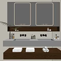 Modern Bathroom Vanity Cabinet With Wooden Frame Double Sinks And Marble Countertop