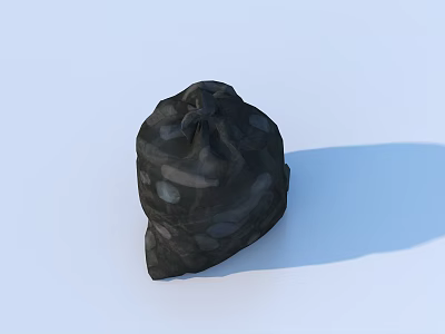 Decorative Textured Black Knotted Sack On White Background With Shadow 3d model