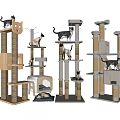 Different Design Cat Trees As Pet Furniture With Scratching Posts And Platforms
