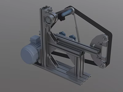 Robust Industrial Equipment With Metal Frame Electric Motor Drive Belt And Mechanism 3d model