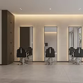 Modern Hair Salon Interior Design Featuring Stone Reception Desk Stylish Lighting And Chairs