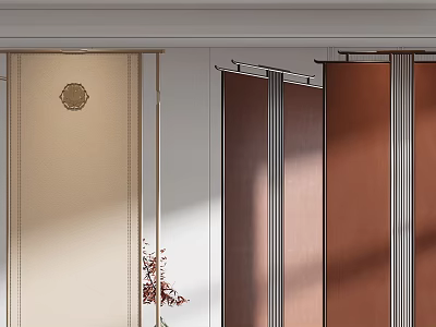 Modern Room Divider With Wooden Panels And Metal Frames For Interior Design 3d model