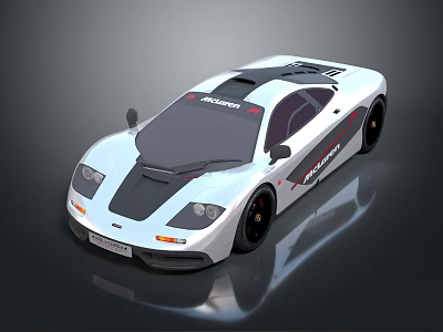 White Modern Sports Car Featuring Sleek Aerodynamic Design And Black Accents 3d model