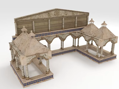 Ornate Classical Architectural Structure With Pavilions Columns Decorative Roofs And Patterned Bases 3d model