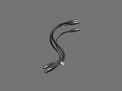 Flexible Black Cables With Multiple Metal Connectors For Audio Devices 3d model