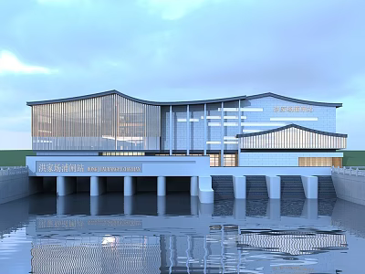 National Museum of China Modern Architecture With Glass Curtain Walls And Water Reflection 3d model