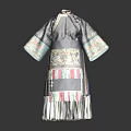 Traditional Chinese Clothing With Intricate Embroidered Sleeves Colorful Stripes And Fringed Hem