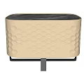 Modern Cream Colored Entryway Cabinet With Hexagonal Honeycomb Design And Black Metal Base