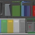 Public Facility Recycling Waste Bins With Various Colors And Sorted Design Styles