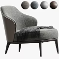 Modern Single Sofa With Gray Fabric Armrest And Draped Blanket On Dark Legs