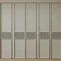 Modern Light Beige Wardrobe With Sliding Doors And Vertical Slat Panels