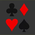 Three Dimensional Poker Suit Household Items With Black Red Colors And Shiny Reflection
