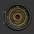 Futuristic Cylindrical Metal Weapon With Circular Rings Shiny Reflective Surface And Hollow Tip