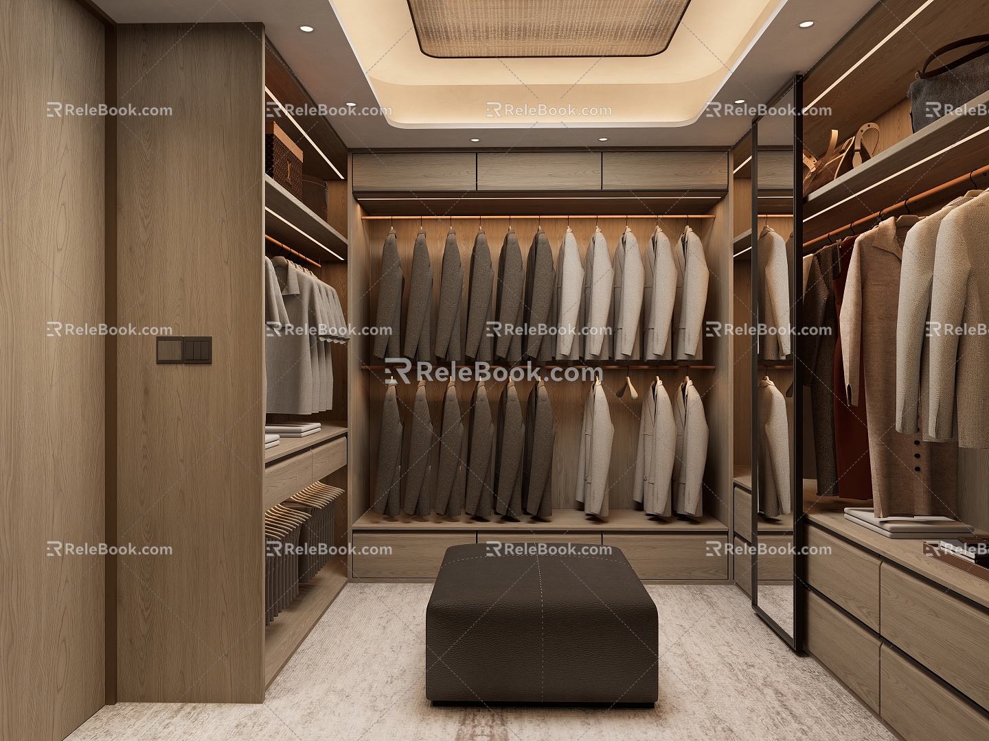 Modern Open Cloakroom Clothes Combo 3d model