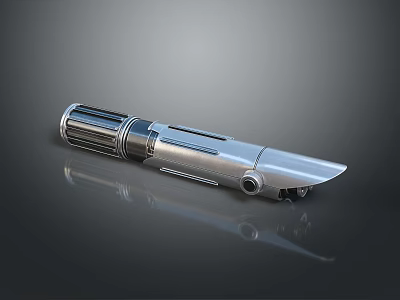 Futuristic Silver Metal Weapon With Streamlined Design Shiny Surface And Reflective Grip Details 3d model