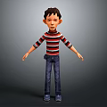Game Film Character Boy Wearing Red Black Striped Sweater Blue Jeans Standing Pose