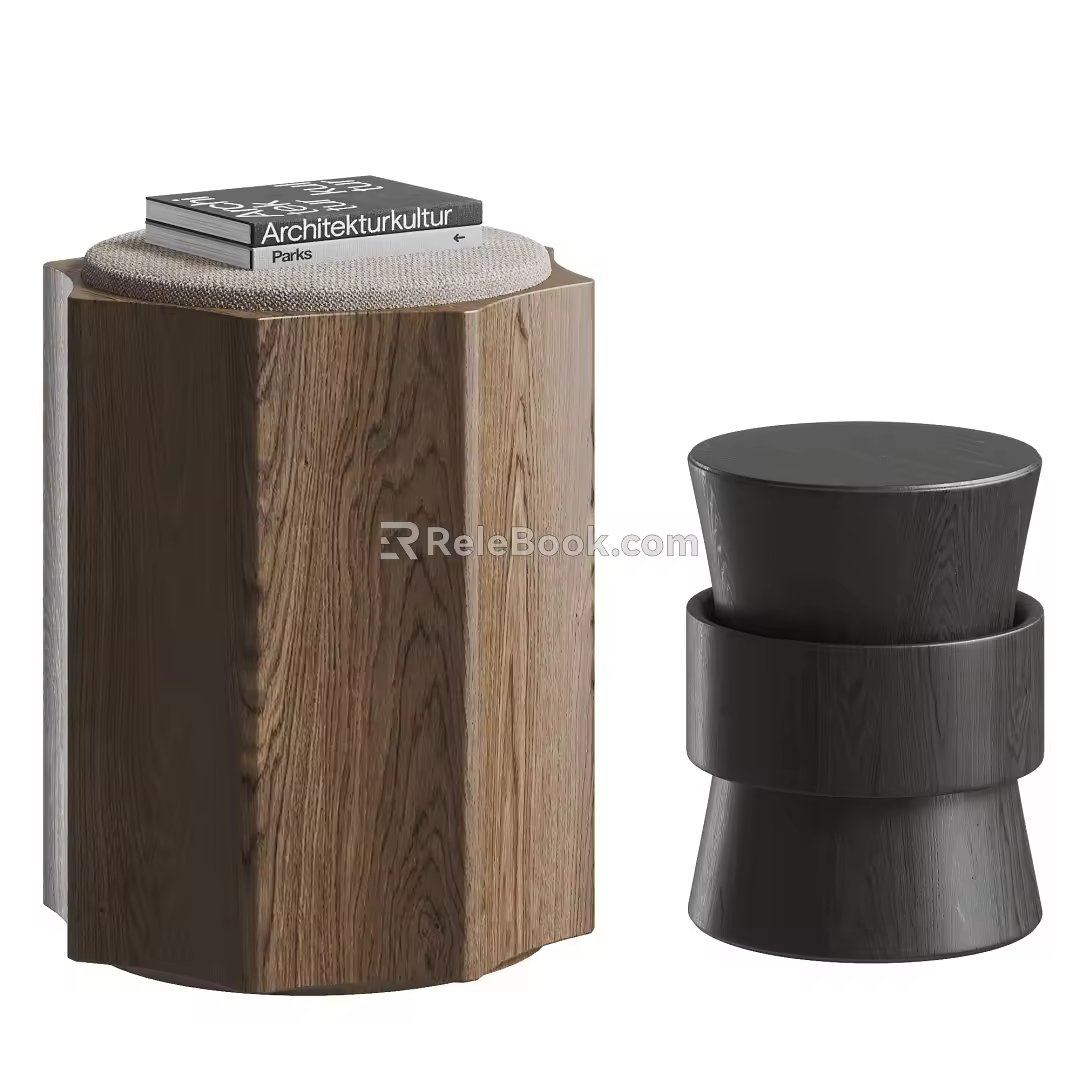 Modern stool combination side combination solid wood 3d model