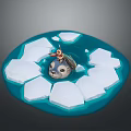 Adorable Baby Seal On Ice Blocks In Blue Water With Little Hat Figure