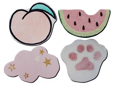 Cute Inflatable Peach Watermelon Cloud with Stars and Paw Print Decorative Toys 3d model