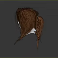 Game Movie Character Red Long Messy Hair On White Mannequin Head With Gray Background