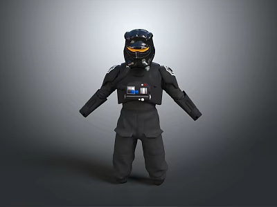 Black Protective Uniform With Helmet Goggles And Chest Equipment For Daily Use 3d model