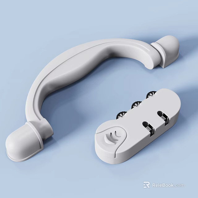 White Curved Plastic Handle And Base With Holes For Medical Use 3d model 