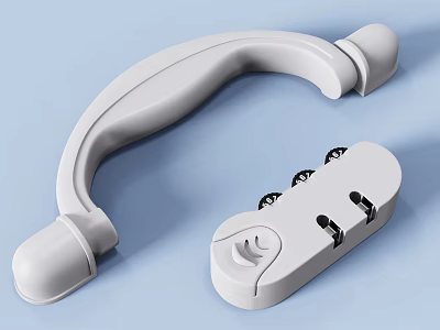 White Curved Plastic Handle And Base With Holes For Medical Use 3d model